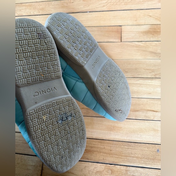 Vionic Tranquil Faux Fur Loafer Slippers support cozy slip on frosty spruce - Picture 4 of 5